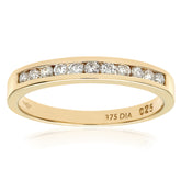 0.25ct  Round Diamond Channel Set Half Eternity Ring in UK Hallmarked 9ct Yellow Gold